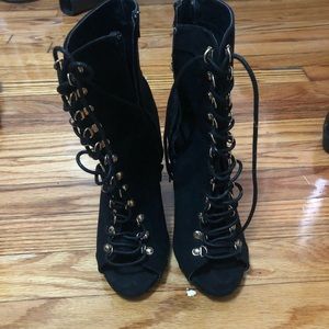 Black lace up heels